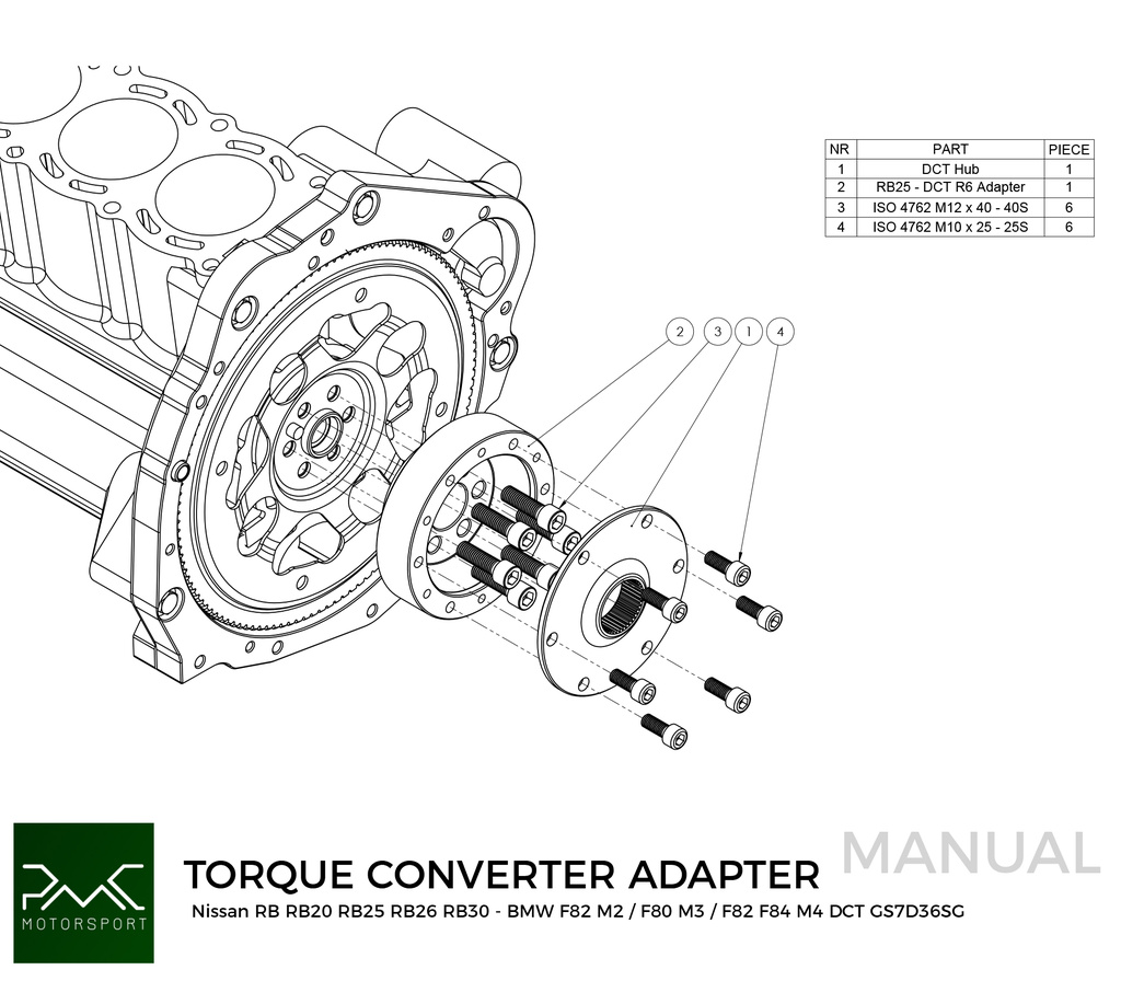 PMC Getriebeadapter Nissan RB - BMW DCT DKG Getrag GS7D36SG Inline-six