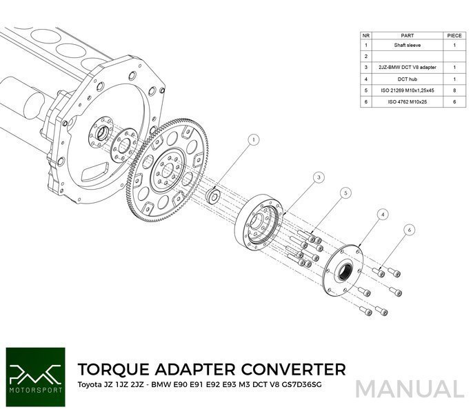 PMC Getriebeadapter Toyota JZ - BMW DCT DKG Getrag GS7D36SG V8
