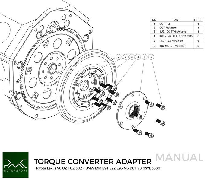 PMC Getriebeadapter Toyota UZ - BMW DCT DKG Getrag GS7D36SG V8 (H)