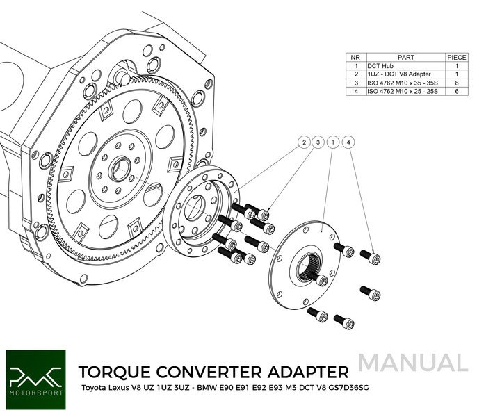 PMC Getriebeadapter Toyota UZ - BMW DCT DKG Getrag GS7D36SG V8