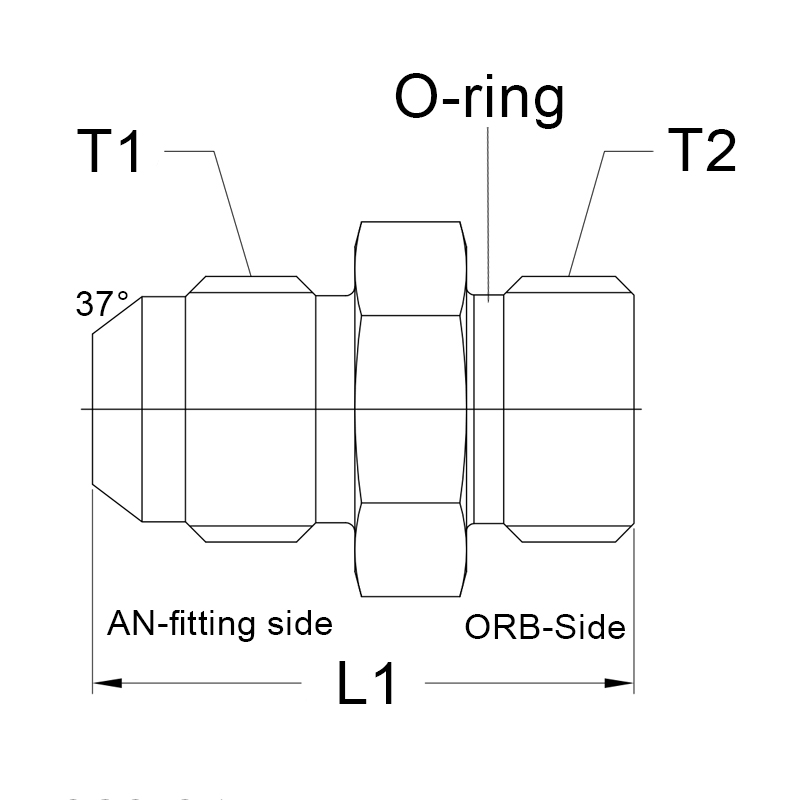 AN10 männlich - AN12 O-Ring-männlicher Adapter