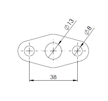Öleinlass-Turboflansch CC 38mm Holset, Garret, KKK usw.