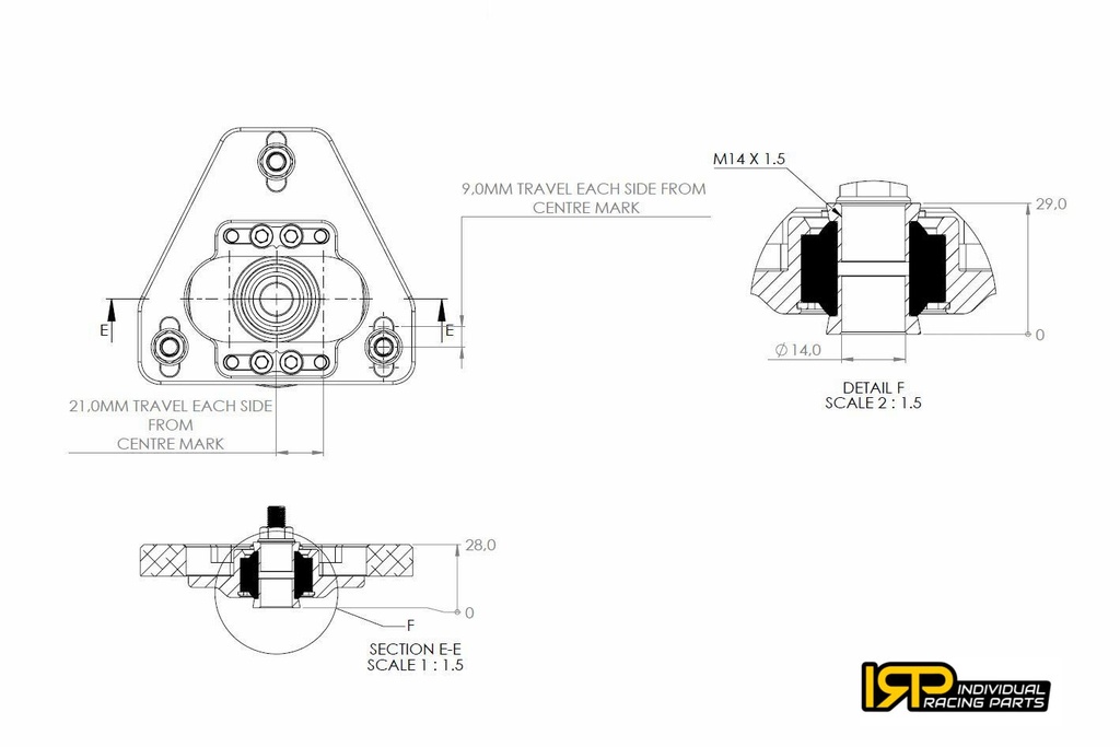 IRP Einstellbare Domlager Gewindefahrwerke BMW E36, E8x, E9x