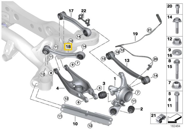 Hintere obere verstellbare Stützarme BMW E8x, E9x (Ver. 1)