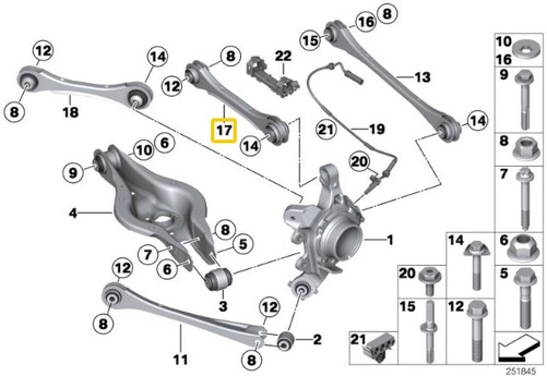 Hinten oben verstellbare Sturzstrebe BMW F2x, F3x