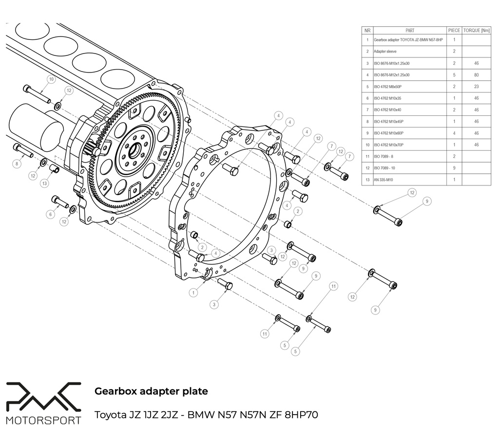 Adapter Kit Toyota JZ 1JZ 2JZ - BMW ZF 8HP 50 51 70 75