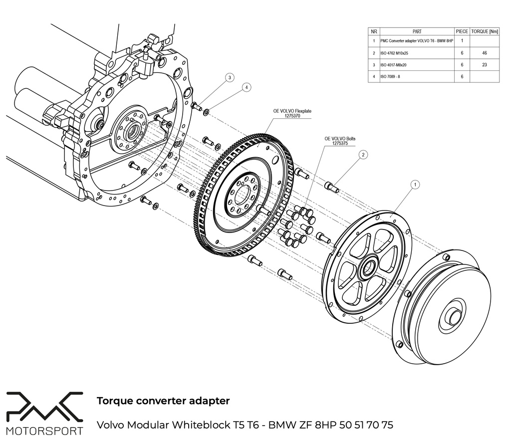 Adapter Kit Volvo Weißer Motor T4/T5/T6 - BMW ZF 8HP 50 51 70 75