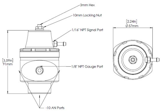 Turbosmart Kraftstoffdruckregler AN10 Niederdruck (Vergaser)