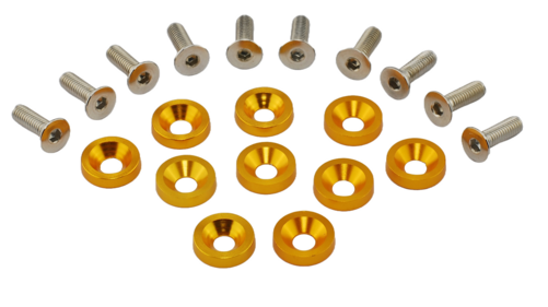 Einbau-Unterlegscheibe mit Schraube / JDM Fender washer Gold