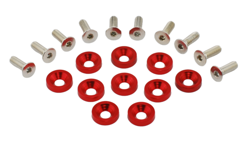 Einbauscheibe mit Schraube / JDM Fender washer Rot
