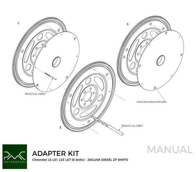 PMC Drehmomentwandler-Adapter ZF 8HP70 Jaguar Diesel – GM Chevrolet V8 LS