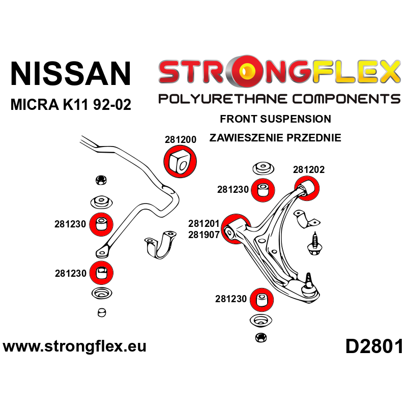 Strongflex vordere Stabilisatorbuchse Nissan Micra K11