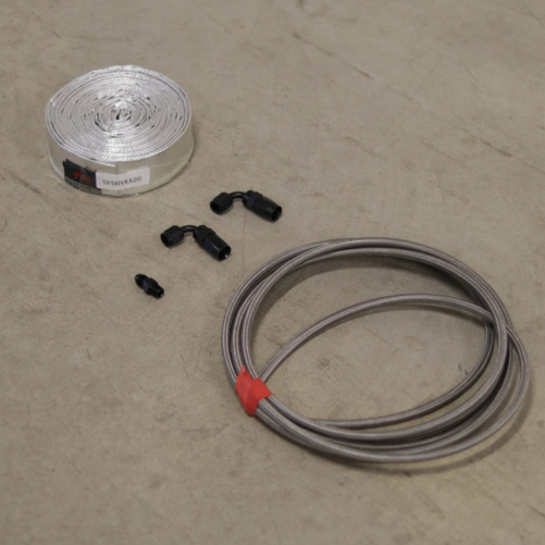 Holset-Öl im Kit Turbo 2 x 90 Grad AN4 + Alu-Hitzeschild