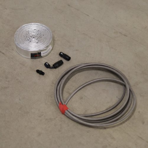 Holset Öl im Kit Turbo 1 x gerade + 1 x 90 Grad AN4 + Alu-Hitzeschild