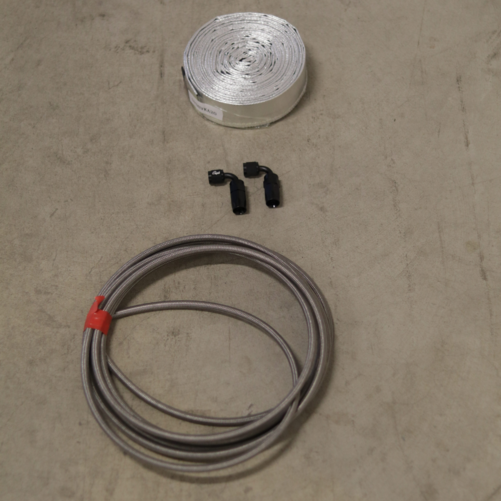 Öl im Kit Turbo 2 x 90 Grad AN4 + Alu-Hitzeschild