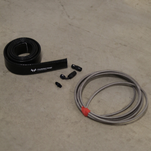 Garret Oil im Kit Turbo 1 x gerade 1 x 90 Grad AN4 + Silikon-Hitzeschutzsocke