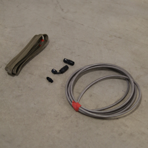 Holset Öl im Kit Turbo 1 x gerade 1 x 90 Grad AN4 + Hitzeschutzstrumpf