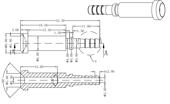 32,3mm Doppelkonischer Bremsschlauchanschluss