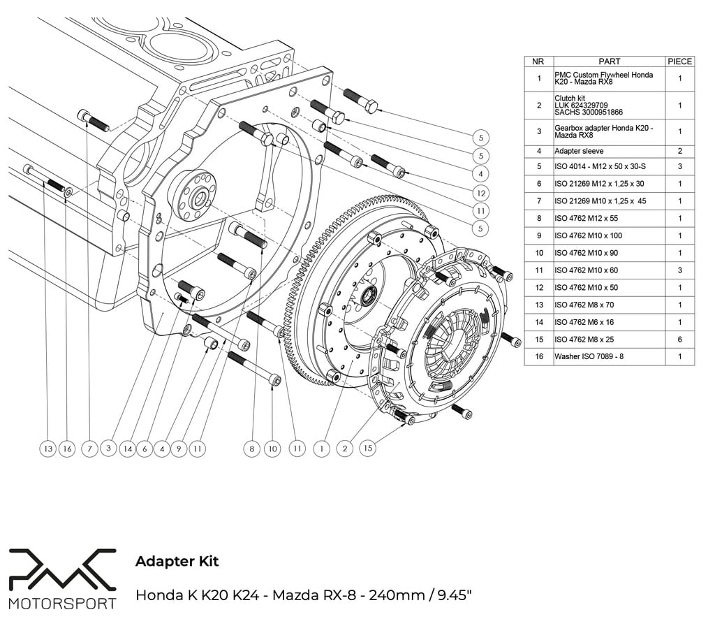 PMC Honda K - Mazda RX-8 - 240mm (5spd STG2)