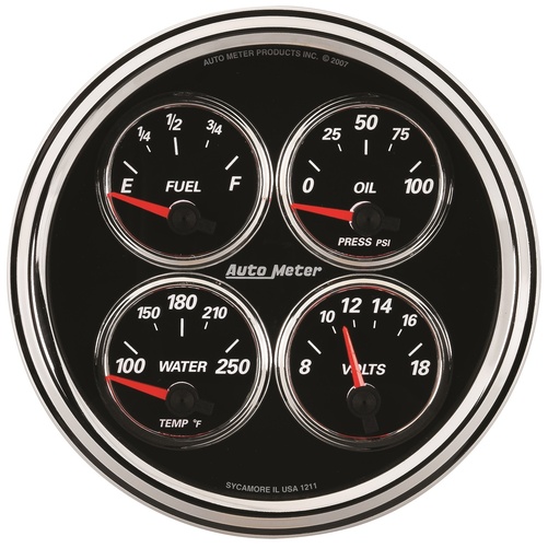 5" Vierfachanzeige, 100 Psi/100-250 °F/8-18v/0-90 Ω, Designer Black Ii
