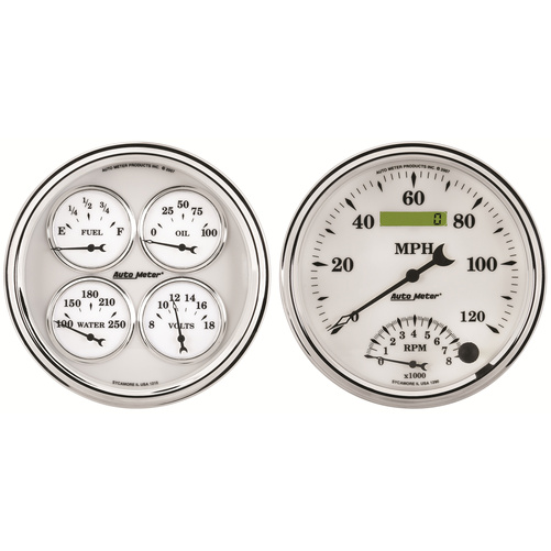 2-teiliges Messgeräte-Kit, 5" Quad & Drehzahlmesser, 240-33 Ω, Old Tyme White Ii