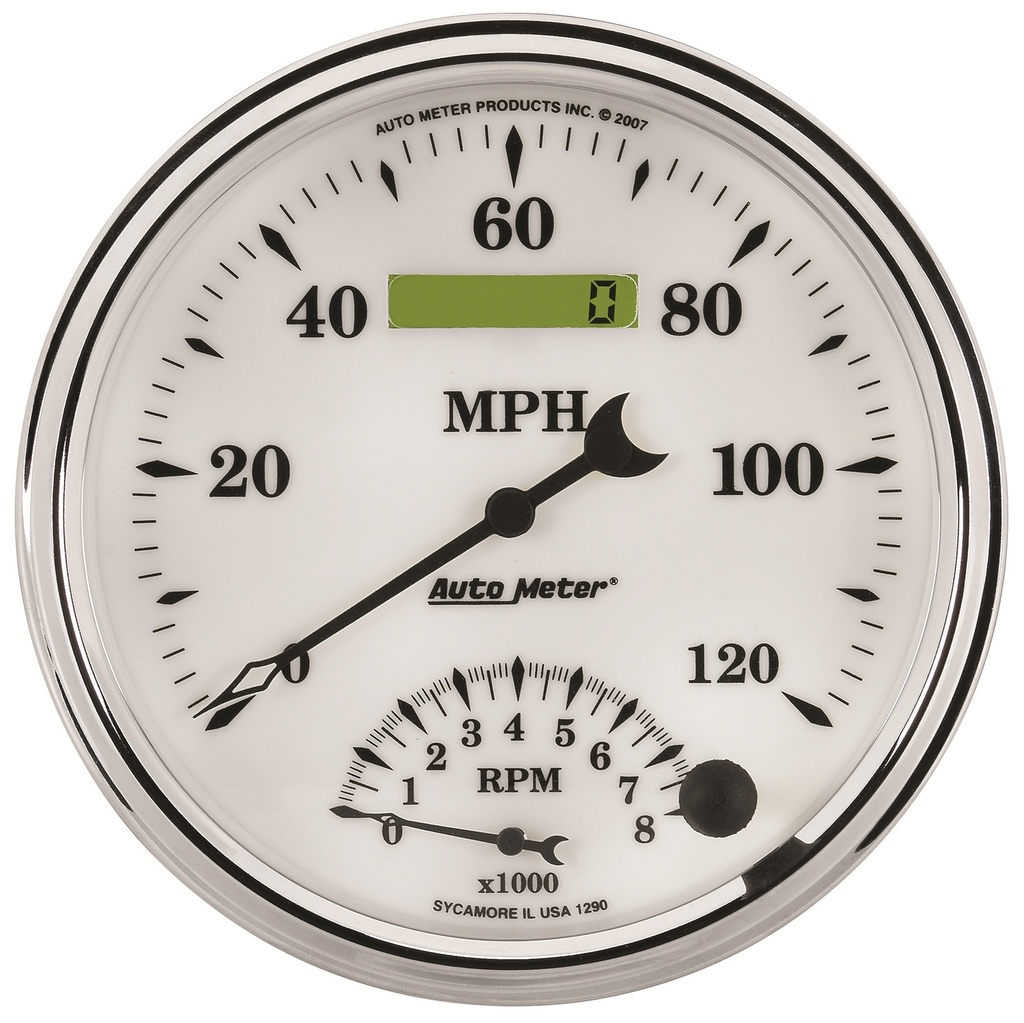 5" Drehzahlmesser/Drehzahlmesser Combo, 8k Rpm/120 Mph, Old-Tyme White Ii