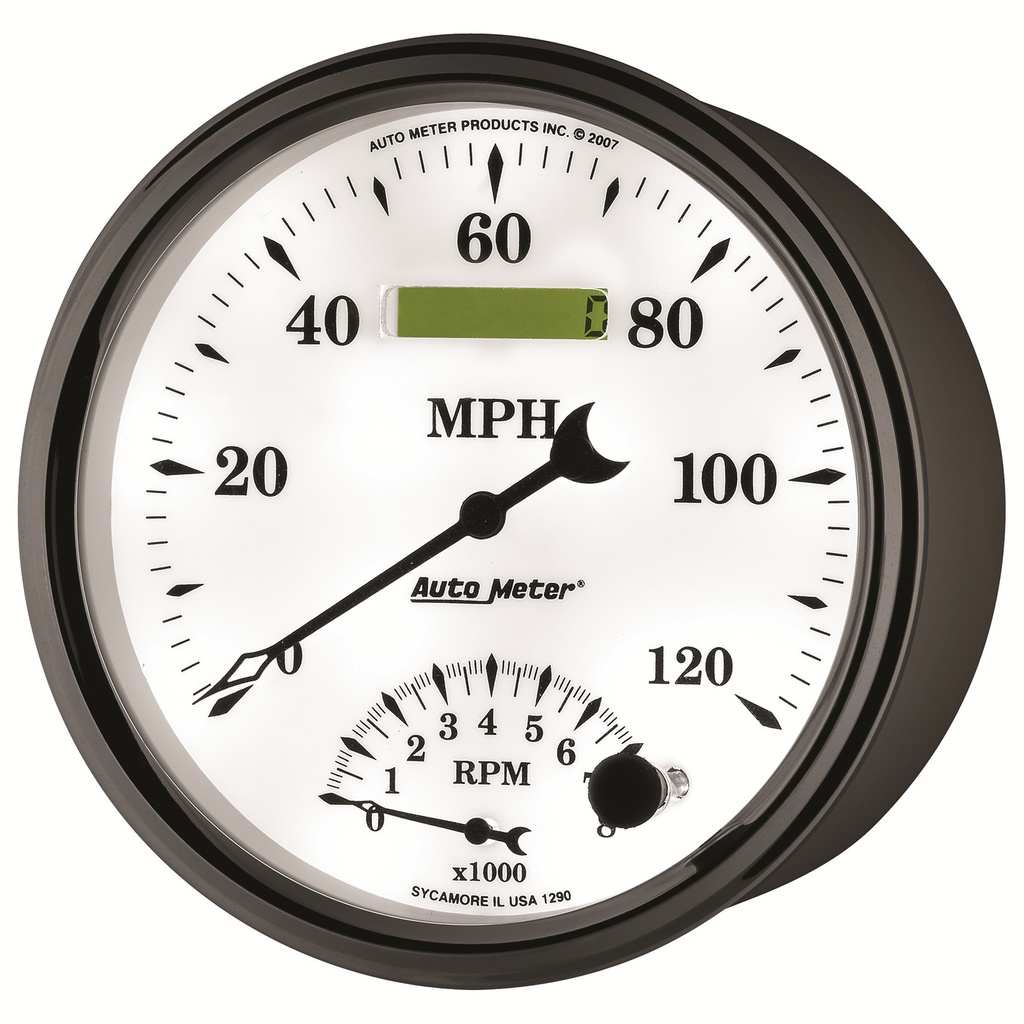 5" Drehzahlmesser/Drehzahlmesser Combo, 8k Rpm/120 Mph, Old-Tyme White Ii