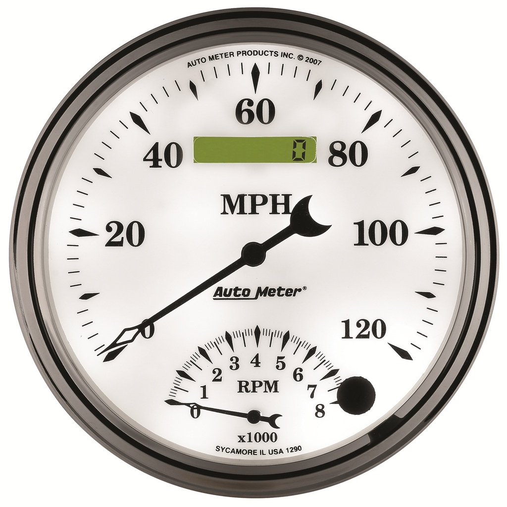 5" Drehzahlmesser/Drehzahlmesser Combo, 8k Rpm/120 Mph, Old-Tyme White Ii