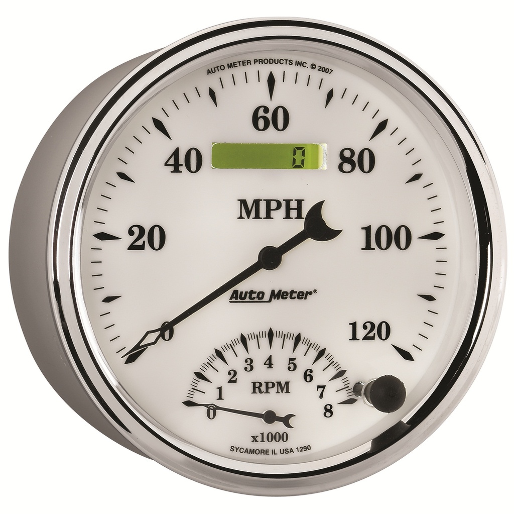 5" Drehzahlmesser/Drehzahlmesser Combo, 8k Rpm/120 Mph, Old-Tyme White Ii