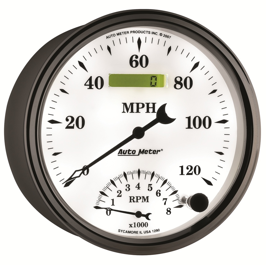 5" Drehzahlmesser/Drehzahlmesser Combo, 8k Rpm/120 Mph, Old-Tyme White Ii