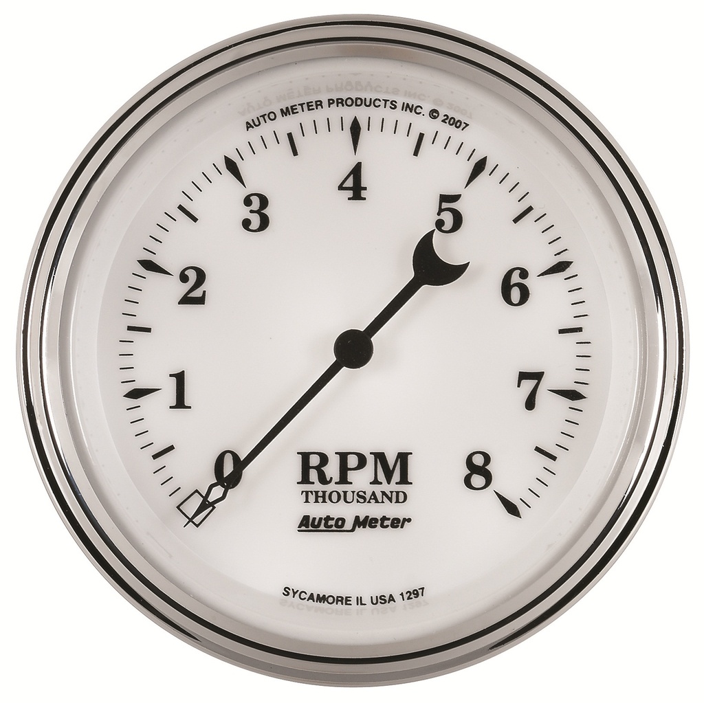 3-3/8" In-Dash Drehzahlmesser, 0-8,000 Rpm, Old-Tyme White Ii