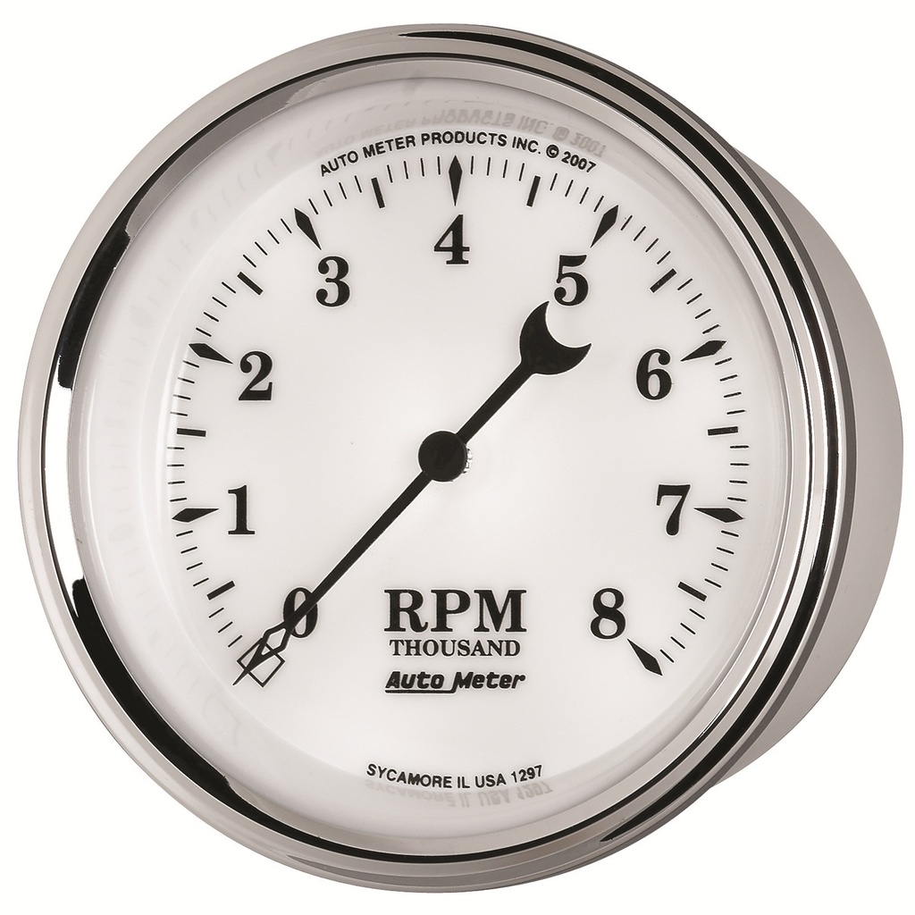 3-3/8" In-Dash Drehzahlmesser, 0-8,000 Rpm, Old-Tyme White Ii