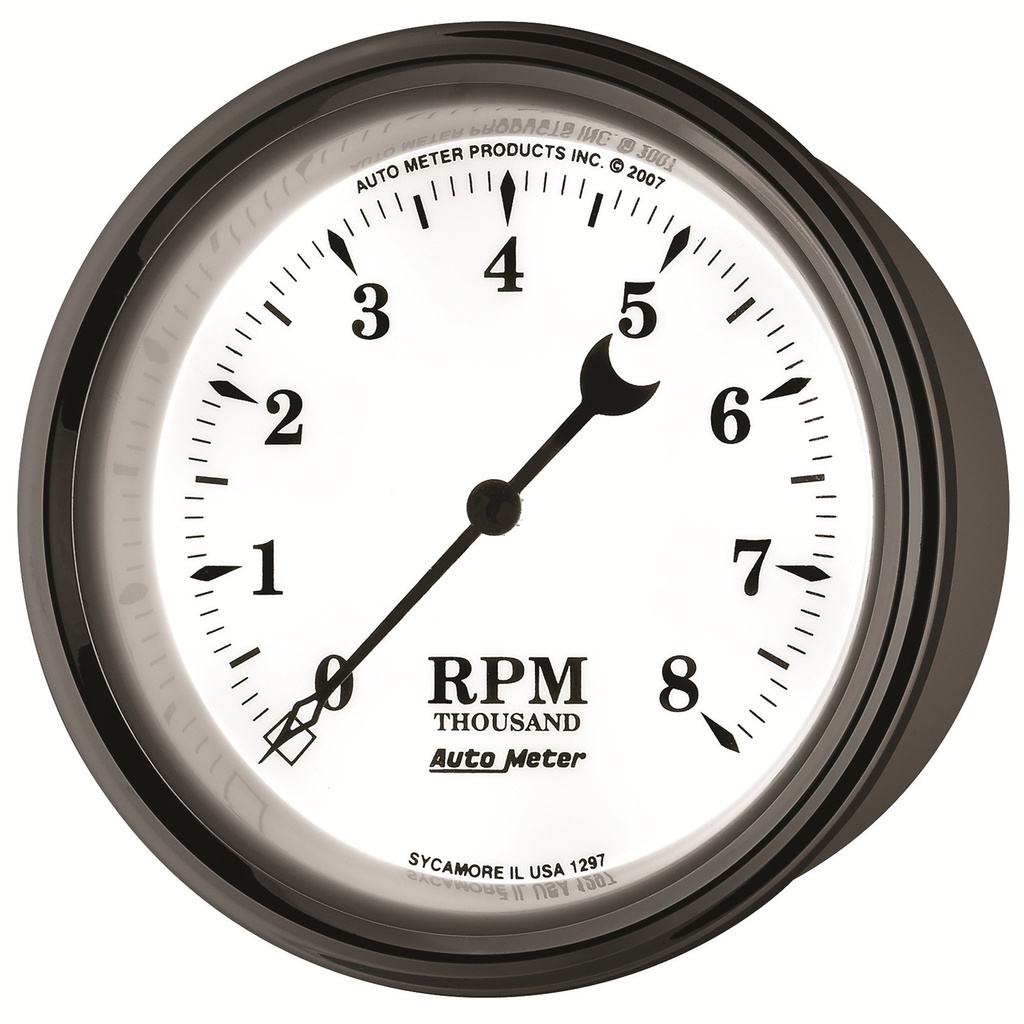 3-3/8" In-Dash Drehzahlmesser, 0-8,000 Rpm, Old-Tyme White Ii