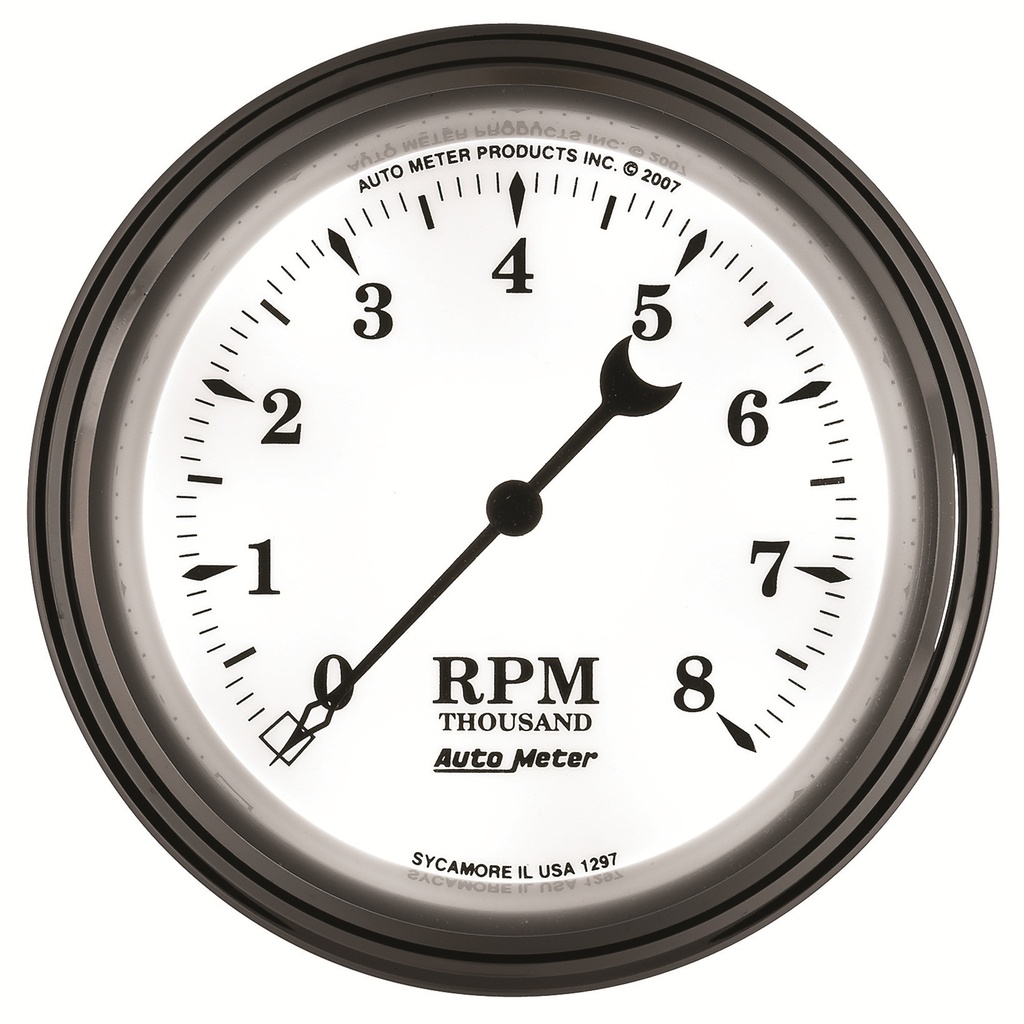 3-3/8" In-Dash Drehzahlmesser, 0-8,000 Rpm, Old-Tyme White Ii
