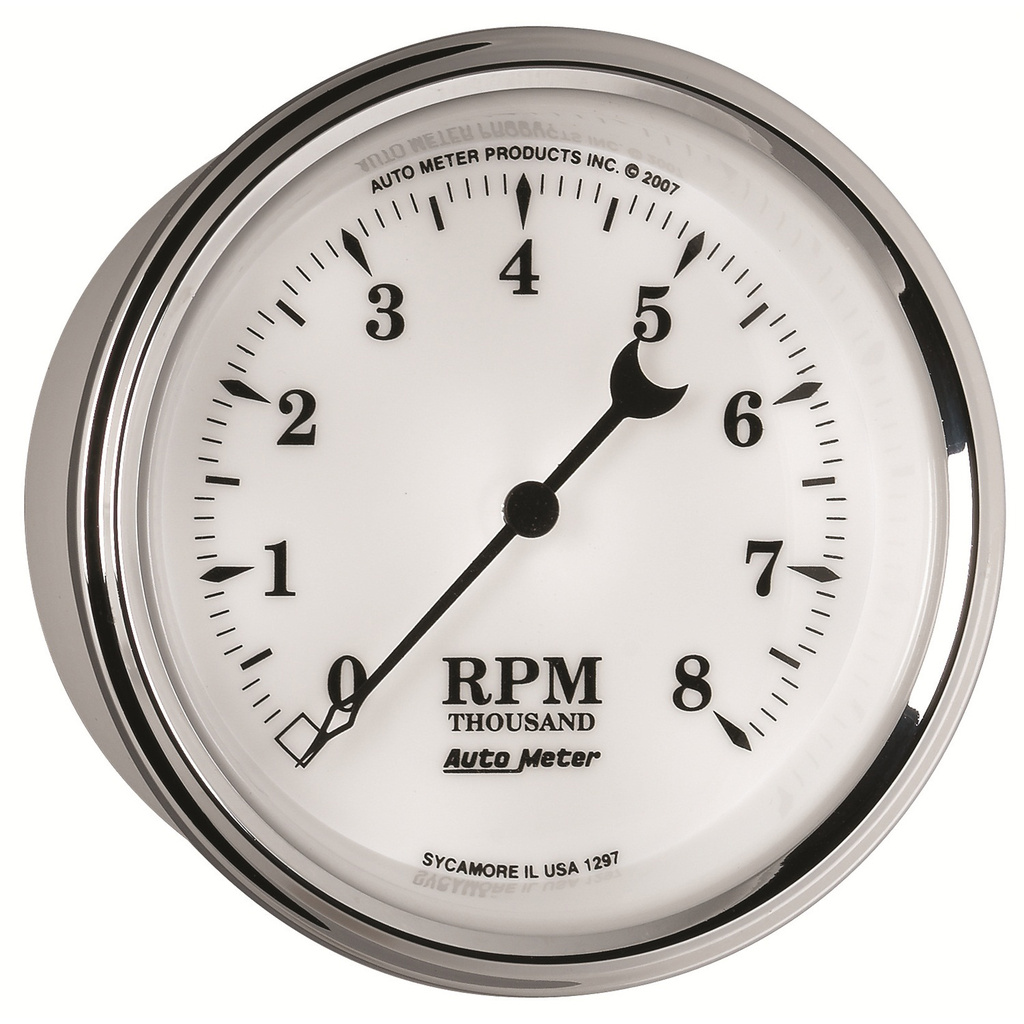 3-3/8" In-Dash Drehzahlmesser, 0-8,000 Rpm, Old-Tyme White Ii