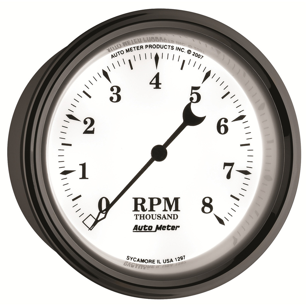 3-3/8" In-Dash Drehzahlmesser, 0-8,000 Rpm, Old-Tyme White Ii
