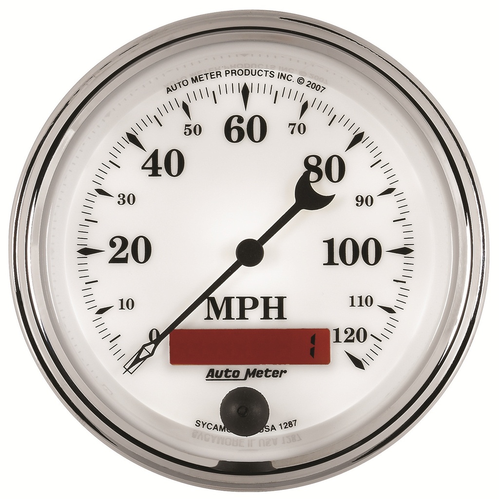 3-3/8" Drehzahlmesser, 0-120 Mph, Old-Tyme White Ii