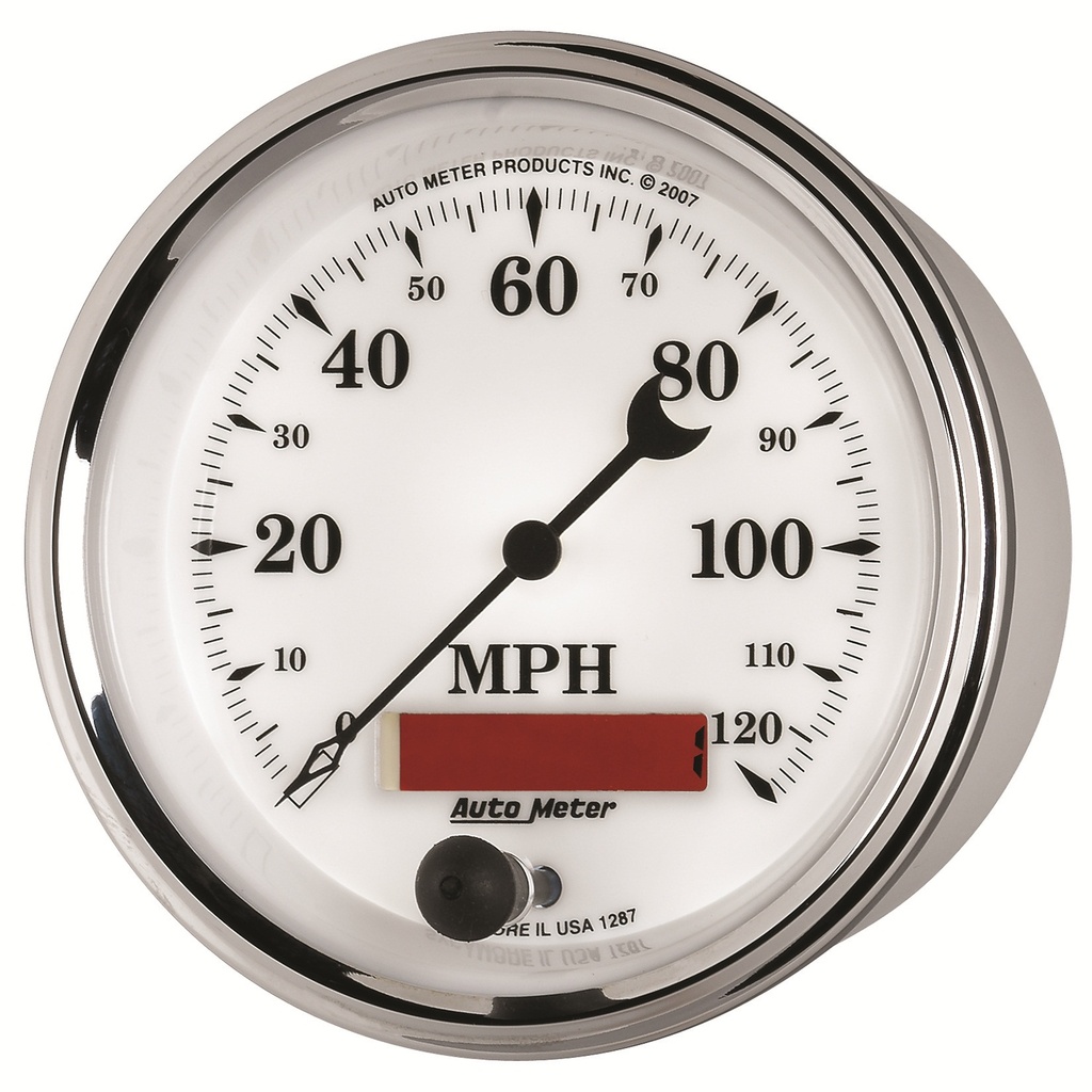 3-3/8" Drehzahlmesser, 0-120 Mph, Old-Tyme White Ii