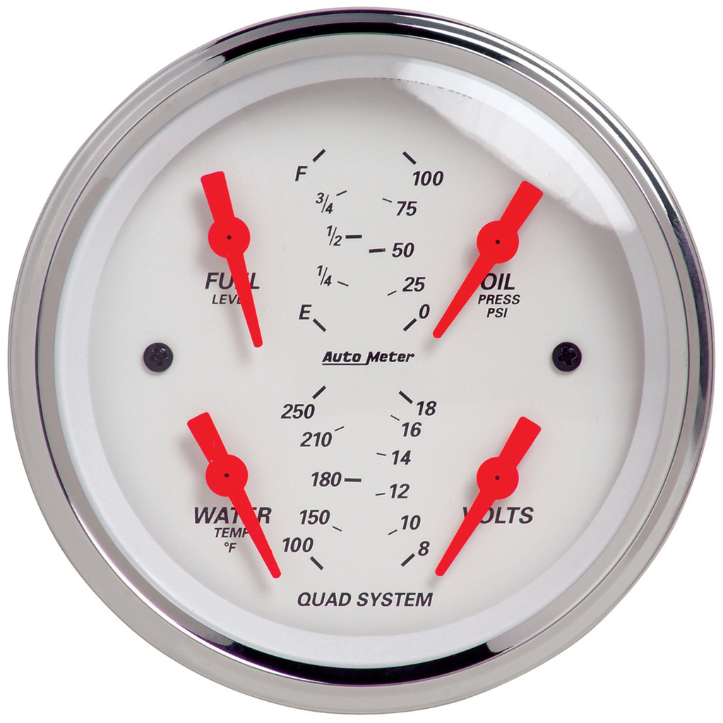 2-teiliges Messgeräte-Kit, 3-3/8" Quad & Tach/Speedo, 240-33 Ω, Arctic White