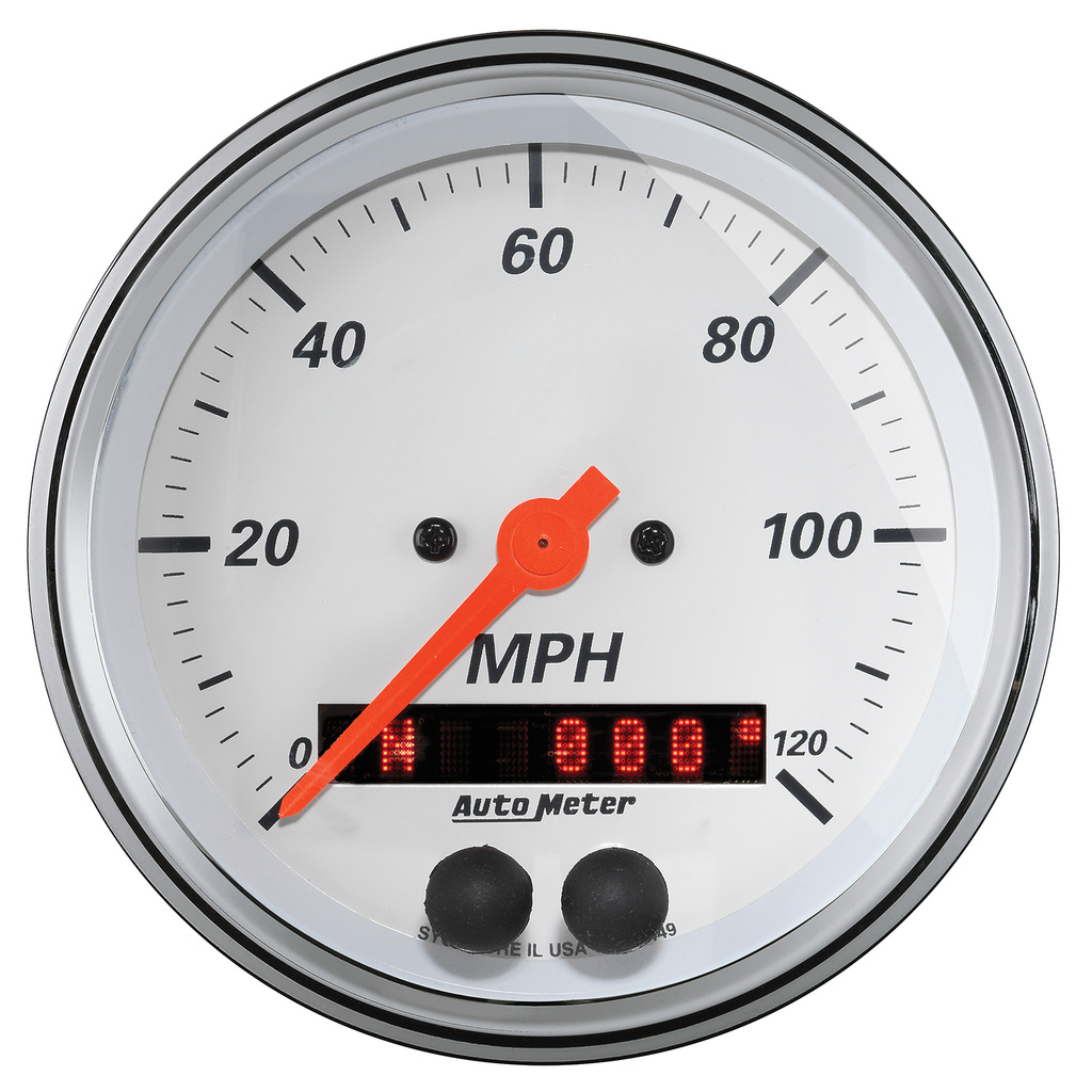 3-3/8" Gps Drehzahlmesser, 0-120 Mph, Arctic White