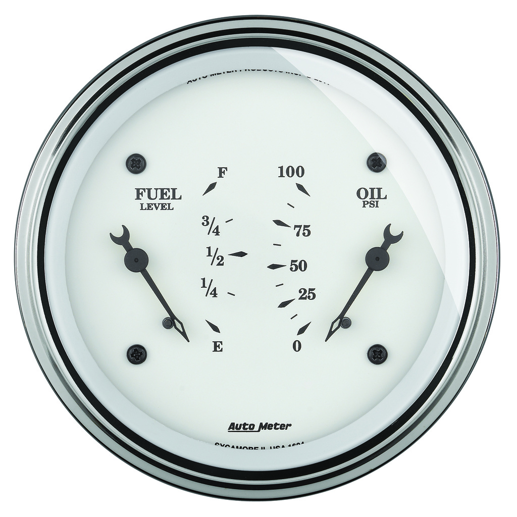 3-3/8" Dual Gauge, 100 Psi/240-33 Ω, Old-Tyme White