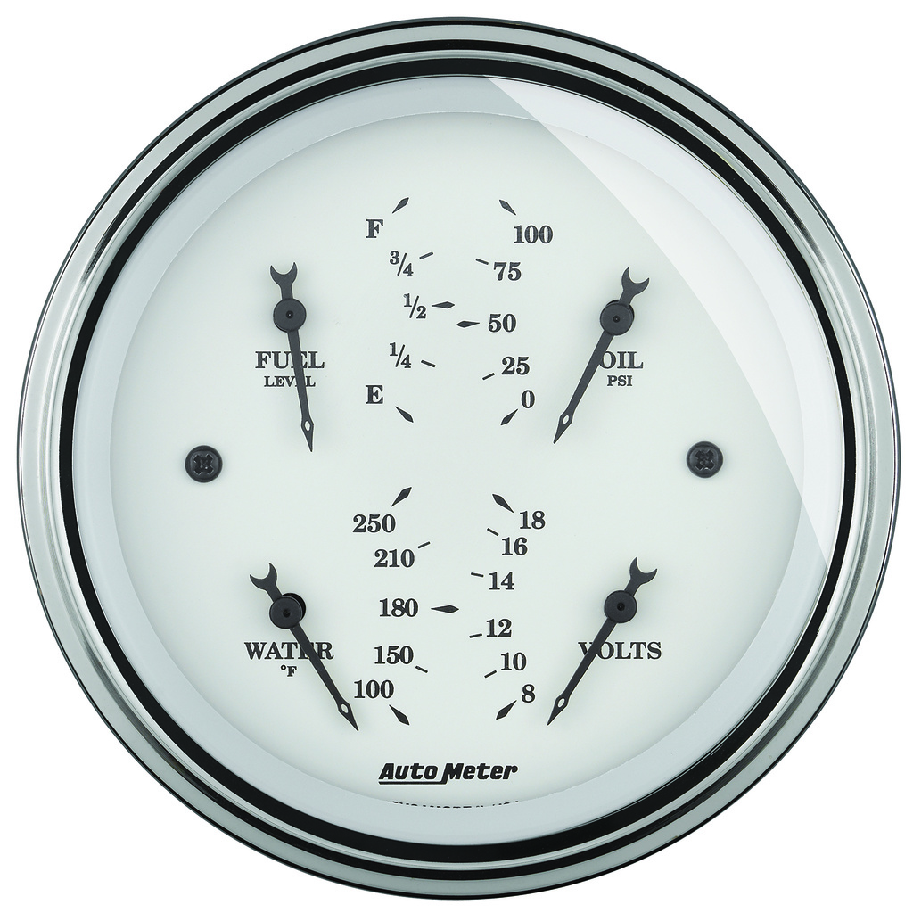 3-3/8" Vierfachanzeige, 100 Psi/100-250 °F/8-18v/0-90 Ω, Old-Tyme White