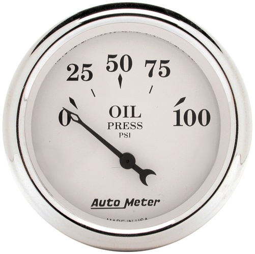 2-1/16" Öldruck, 0-100 Psi, Old-Tyme White