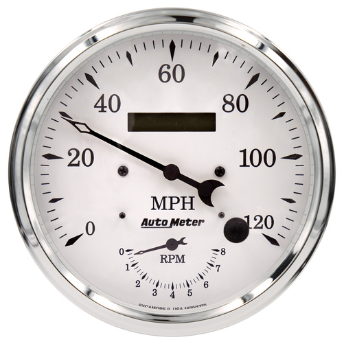 5" Drehzahlmesser/Drehzahlmesser Combo, 8k Rpm/120 Mph, Old Tyme White