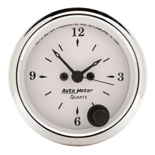2-1/16" Uhr, 12-Stunden, Old-Tyme White
