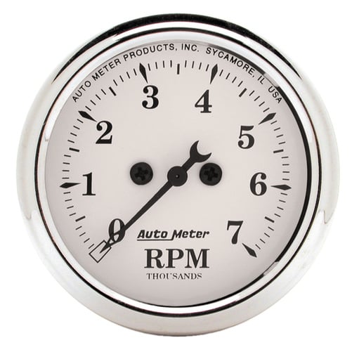 2-1/16" In-Dash Drehzahlmesser, 0-7,000 Rpm, Old-Tyme White