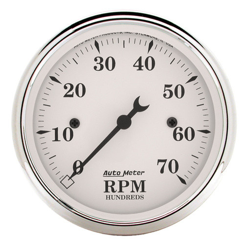 3-1/8" In-Dash Drehzahlmesser, 0-7,000 Rpm, Old-Tyme White