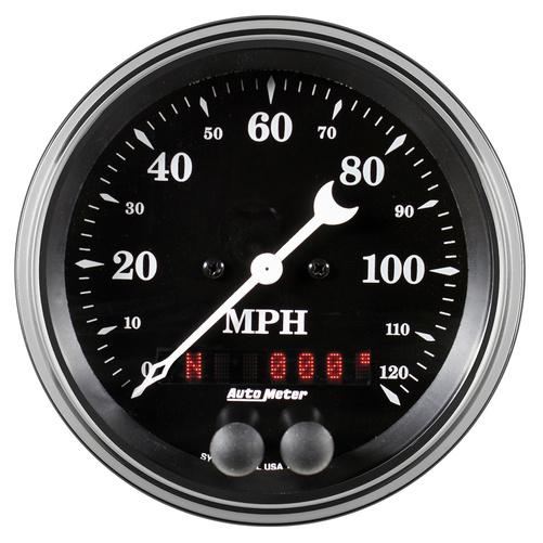 3-3/8" Gps Drehzahlmesser, 0-120 Mph, Old Tyme Black