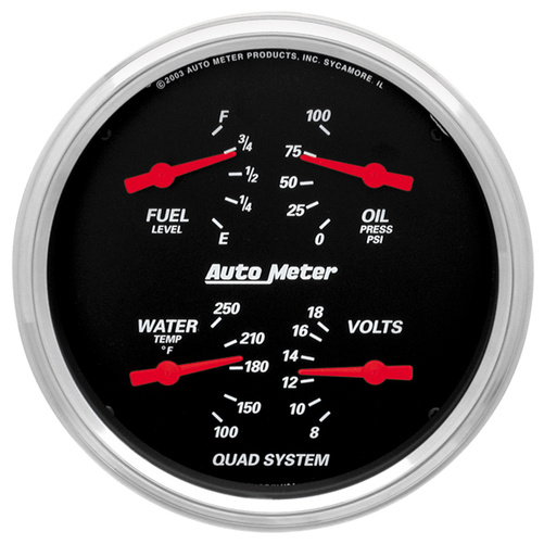 5" Vierfachanzeige, 100 Psi/100-250 °F/8-18v/240-33 Ω, Designer Black
