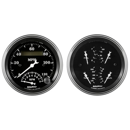 2-teiliges Messgeräte-Kit, 3-3/8" Quad & Tach/Speedo, 240-33 Ω, Old Tyme Black
